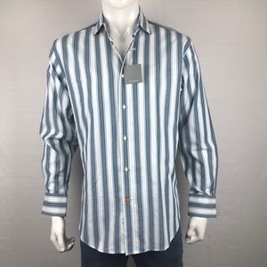 Thomas Dean Multicolor Striped Shirt Contrast cuff